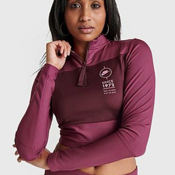 Nike Pants - Nike Pink and Burgundy Half-Zip Top